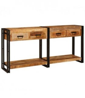 vidaXL Console Tables 2 pcs Brown 161 x 33 x 75 cm Solid Mango Wood