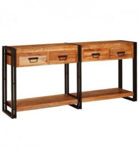 vidaXL Console Tables 2 pcs Brown 161 x 33 x 75 cm Solid Acacia Wood