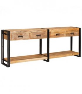 vidaXL Console Tables 2 pcs Brown 200 x 33 x 75 cm Solid Mango Wood