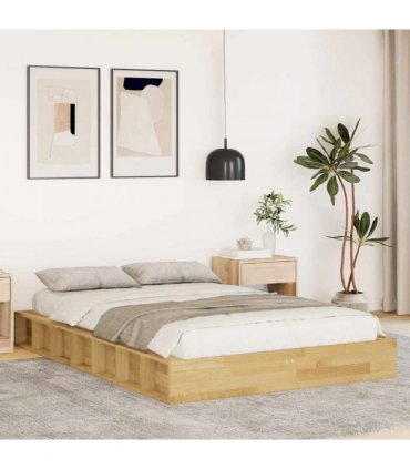 vidaXL Bed Frame | Oak | Solid oak wood | Double | Bed Frame | Rectangular — Size: 120 x 190 cm