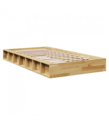 vidaXL Bed Frame | Oak | Solid oak wood | Single | Storage | Bed Frame — Size: 90 x 200 cm