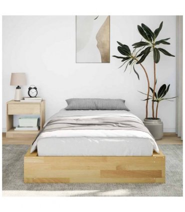 vidaXL Bed Frame | Oak | Solid oak wood | Single | Storage | Bed Frame — Size: 90 x 200 cm
