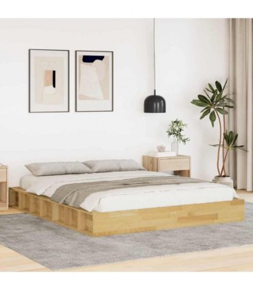 vidaXL Bed Frame | Oak | Solid Oak Wood | Double | Bed Frame | Rectangular — Size: 140 x 190 cm