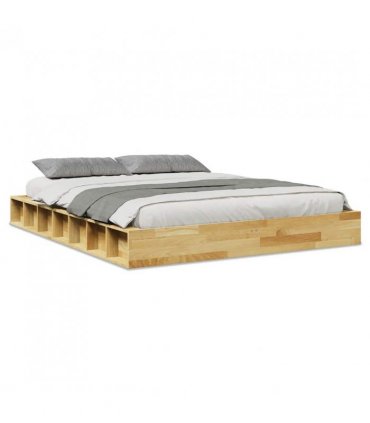 vidaXL Bed Frame | Oak | Solid Oak Wood | Double | Bed Frame | Rectangular — Size: 140 x 190 cm