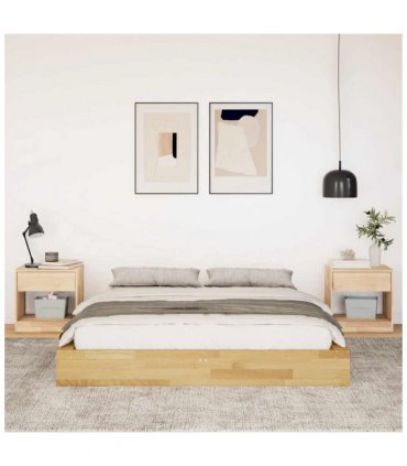 vidaXL Bed Frame | Oak | Solid Oak Wood | Double | Bed Frame | Rectangular — Size: 140 x 190 cm