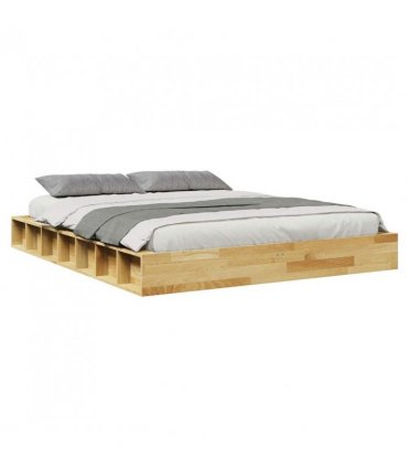 vidaXL Bed Frame | Oak | Solid Oak Wood | Double | Bed Frame | Rectangular — Size: 140 x 190 cm