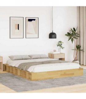 vidaXL Bed Frame | Oak | Solid Oak Wood, Plywood Slats | Double | Bed Frame — Size: 140 x 200 cm