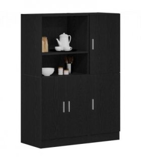 vidaXL 2 Piece Kitchen Cabinet Set Black Engineered Wood