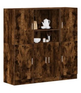vidaXL 3 Piece Kitchen Cabinet Set Smoked Oak Engineered Wood