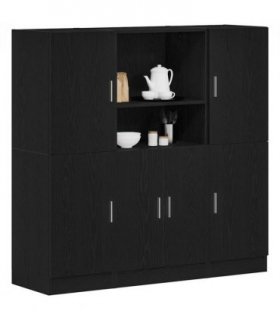 vidaXL 3 Piece Kitchen Cabinet Set Black Engineered Wood