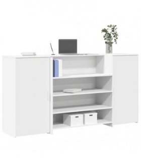 vidaXL Reception Desk White 200x50x103.5 cm Engineered Wood — Size: 200 x 50 x 103.5 cm