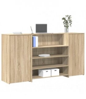 vidaXL Reception Desk Sonoma Oak 200x50x103.5 cm Engineered Wood — Size: 200 x 50 x 103.5 cm