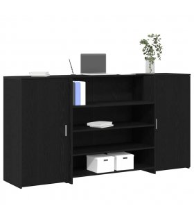vidaXL Reception Desk Black Oak 200x50x103.5 cm Engineered Wood — Size: 200 x 50 x 103.5 cm