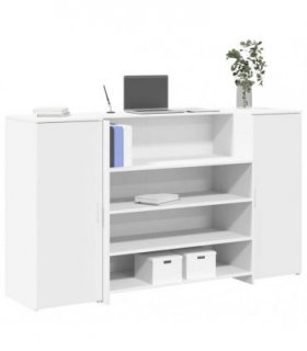 vidaXL Reception Desk White 180x50x103.5 cm Engineered Wood — Size: 180 x 50 x 103.5 cm