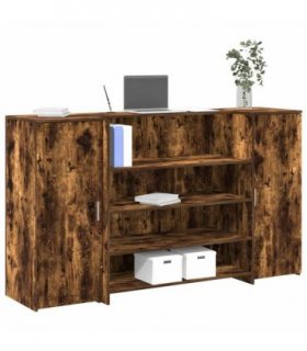 vidaXL Reception Desk Smoked Oak 180x50x103.5 cm Engineered Wood — Size: 180 x 50 x 103.5 cm