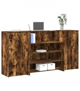 vidaXL Reception Desk Smoked Oak 200x50x103.5 cm Engineered Wood — Size: 200 x 50 x 103.5 cm