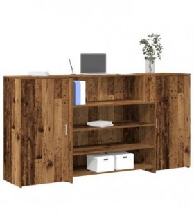 vidaXL Reception Desk Old Wood 200x50x103.5 cm Engineered Wood — Size: 200 x 50 x 103.5 cm