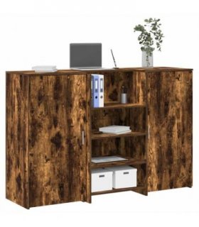vidaXL Reception Desk Smoked Oak 155x50x103.5 cm Engineered Wood — Size: 155 x 50 x 103.5 cm