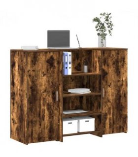 vidaXL Reception Desk Smoked Oak 135x50x103.5 cm Engineered Wood — Size: 135 x 50 x 103.5 cm