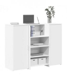 vidaXL Reception Desk White 135x50x103.5 cm Engineered Wood — Size: 135 x 50 x 103.5 cm