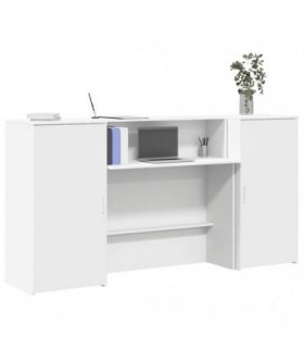 vidaXL Reception Desk White 200x50x103.5 cm Engineered Wood — Size: 200 x 50 x 103.5 cm — V0671993132