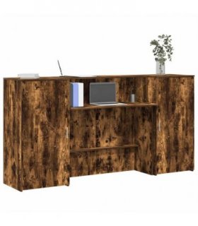 vidaXL Reception Desk Smoked Oak 200x50x103.5 cm Engineered Wood — Size: 200 x 50 x 103.5 cm — V0671993134