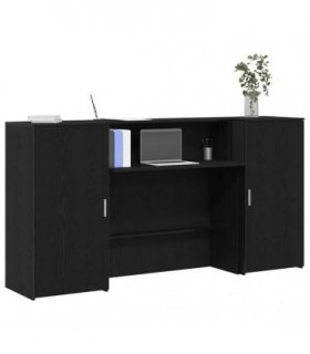 vidaXL Reception Desk Black Oak 200x50x103.5 cm Engineered Wood — Size: 200 x 50 x 103.5 cm — V0671993135