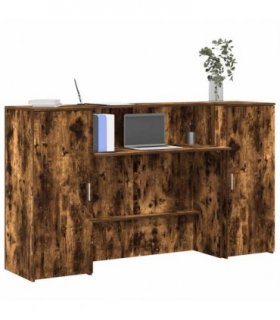 vidaXL Reception Desk Smoked Oak 180x50x103.5 cm Engineered Wood — Size: 180 x 50 x 103.5 cm — V0671993136