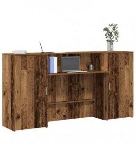 vidaXL Reception Desk Old Wood 200x50x103.5 cm Engineered Wood — Size: 200 x 50 x 103.5 cm — V0671993138