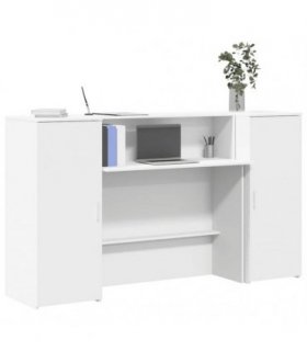 vidaXL Reception Desk White 180x50x103.5 cm Engineered Wood — Size: 180 x 50 x 103.5 cm — V0671993140