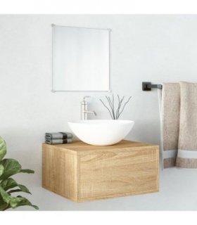 vidaXL Bathroom Furniture Set | Oak | Engineered wood, Glass | Small