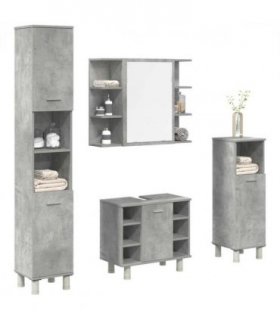 vidaXL 4 Piece Bathroom Furniture Set Concrete Grey Engineered Wood — V0671993157