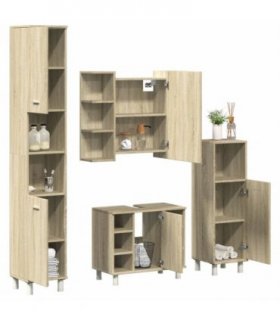 vidaXL 4 Piece Bathroom Furniture set Sonoma Oak Engineered Wood