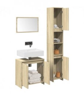 vidaXL 3 Piece Bathroom Furniture Set Sonoma Oak Engineered Wood — Colour: concrete grey