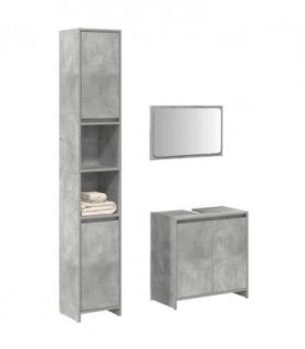 vidaXL 3 Piece Bathroom Furniture Set Concrete Grey Engineered Wood — Colour: sonoma oak
