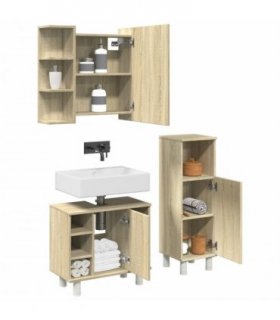 vidaXL 3 Piece Bathroom Furniture set Sonoma Oak Engineered Wood — V0671993163