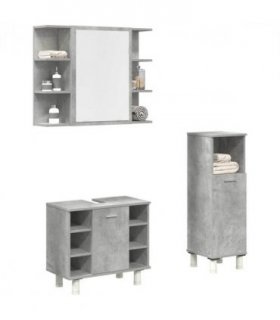 vidaXL 3 Piece Bathroom Furniture Set Concrete Grey Engineered Wood — V0671993164