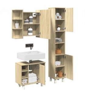 vidaXL 3 Piece Bathroom Furniture set Sonoma Oak Engineered Wood — V0671993165