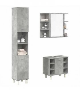 vidaXL 3 Piece Bathroom Furniture Set Concrete Grey Engineered Wood — V0671993166