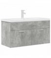 vidaXL Bathroom Sink Cabinet with Built-in Basin and Faucet Concrete Grey — Size: 90 x 38.5 x 46 cm, Model: with faucet