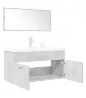 vidaXL 3 Piece Bathroom Furniture Set Concrete Grey Engineered Wood — Size: 90 x 38.5 x 46 cm