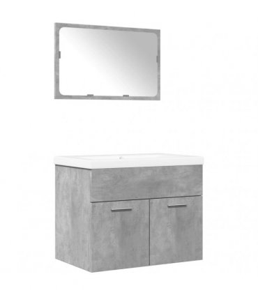 vidaXL 3 Piece Bathroom Furniture Set Concrete Grey Engineered Wood — Size: 60 x 38.5 x 46 cm — V0671993183