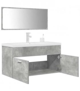 vidaXL 3 Piece Bathroom Furniture Set Concrete Grey Engineered Wood — Size: 90 x 38.5 x 46 cm — V0671993209