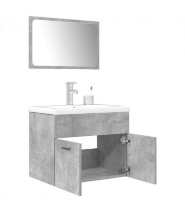 vidaXL 3 Piece Bathroom Furniture Set Concrete Grey Engineered Wood — Size: 60 x 38.5 x 46 cm — V0671993213