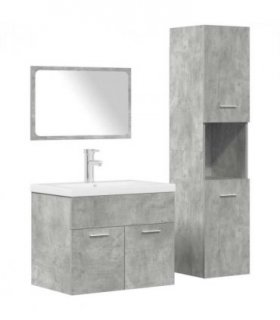 vidaXL 4 Piece Bathroom Furniture Set Concrete Grey Engineered Wood — Size: 60 x 38.5 x 46 cm — V0671993221