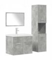 vidaXL 4 Piece Bathroom Furniture Set Concrete Grey Engineered Wood — Size: 60 x 38.5 x 46 cm — V0671993221