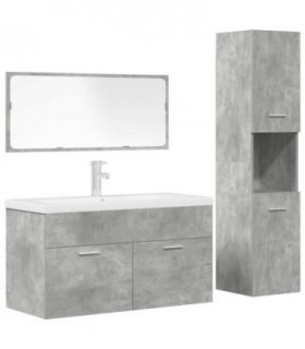 vidaXL 4 Piece Bathroom Furniture Set Concrete Grey Engineered Wood — Size: 90 x 38.5 x 46 cm