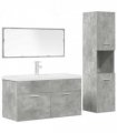 vidaXL 4 Piece Bathroom Furniture Set Concrete Grey Engineered Wood — Size: 90 x 38.5 x 46 cm