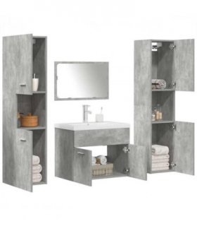 vidaXL 5 Piece Bathroom Furniture Set Concrete Grey Engineered Wood — Size: 60 x 38.5 x 46 cm