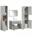 vidaXL 5 Piece Bathroom Furniture Set Concrete Grey Engineered Wood — Size: 60 x 38.5 x 46 cm